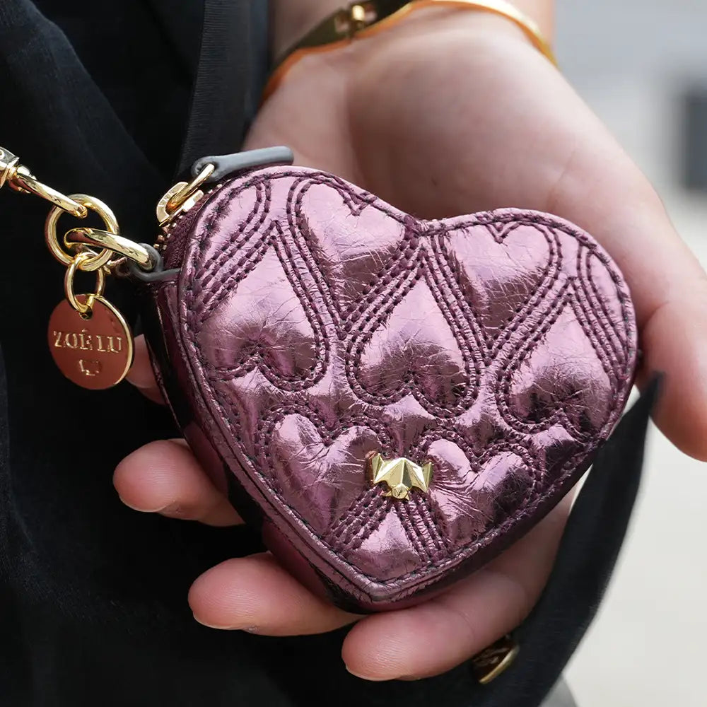 Schluesselanhaenger - Heartbeat - weinrot-metallic