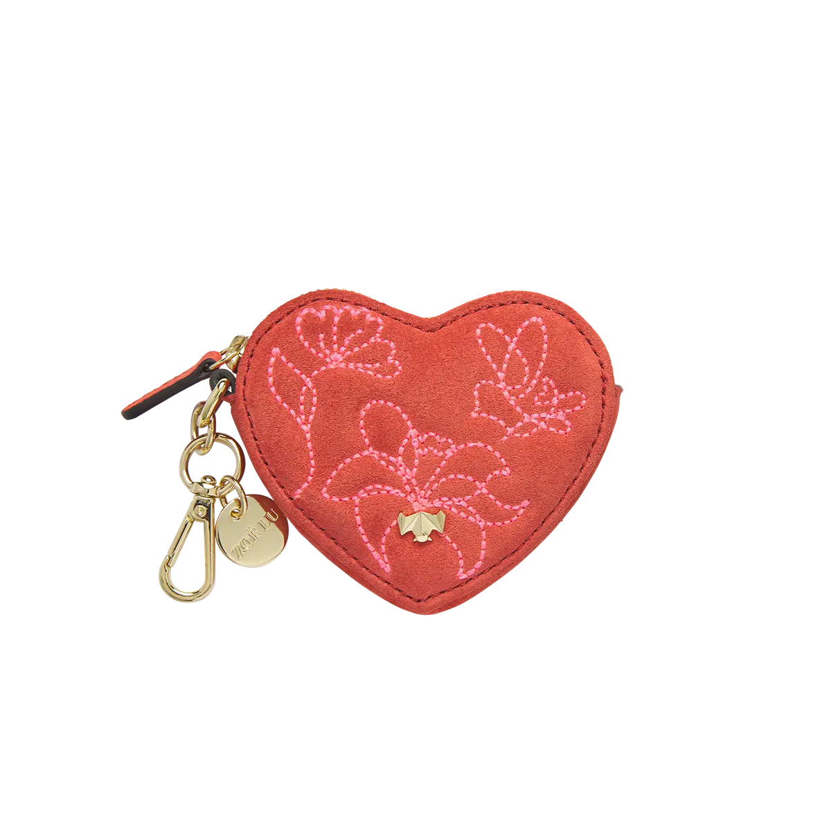 Schlüsselanhänger - Heartbeat - rot bestickt