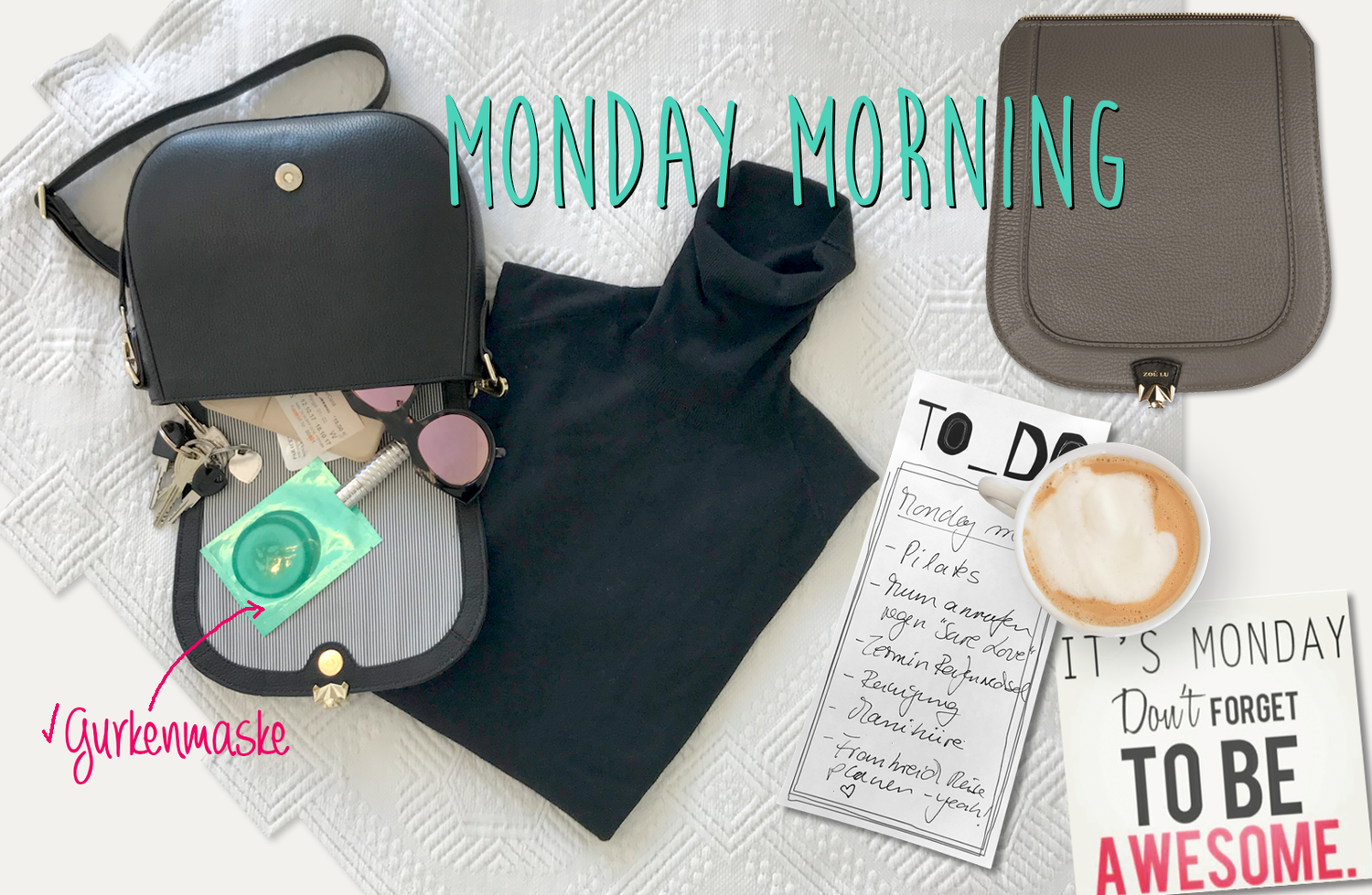 Look of the day Wechselklappe Monday Morning in taupe mit Taschenkörper Best buddy