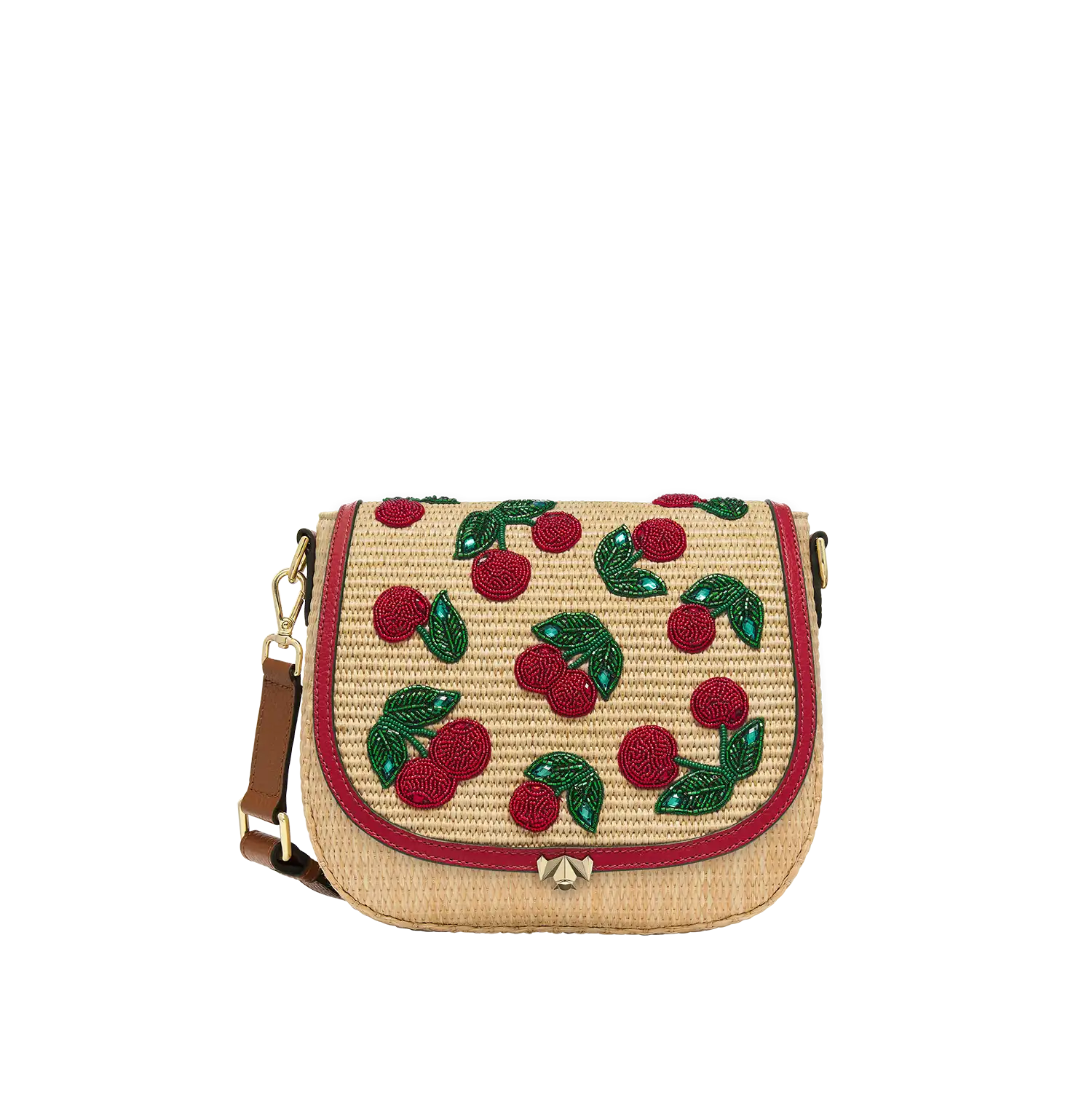 Wechselklappe - Raffia Amarena - hellbraun-rot