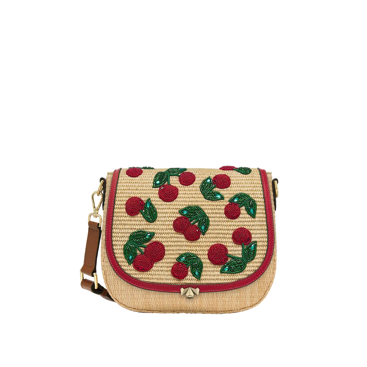 Wechselklappe - Raffia Amarena - hellbraun-rot