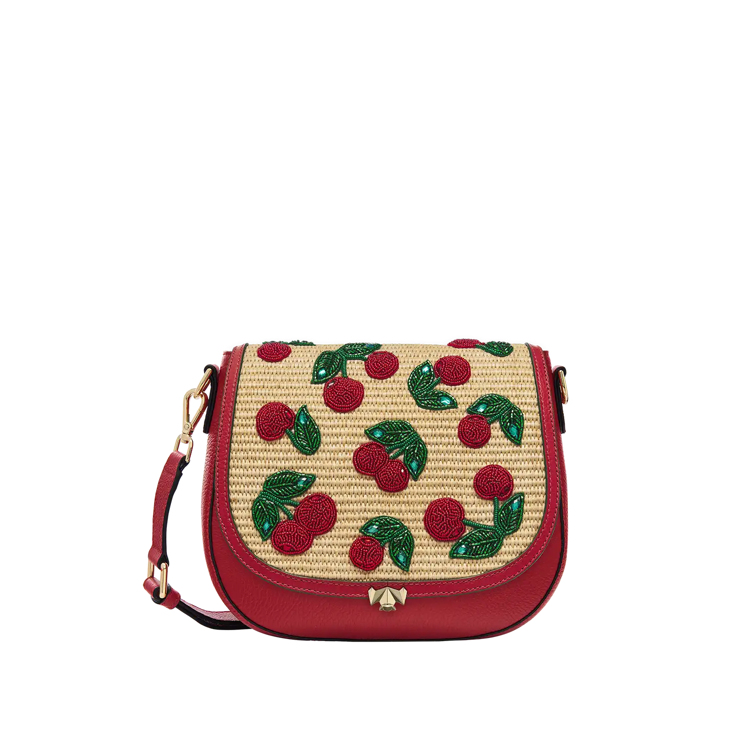 Wechselklappe - Raffia Amarena - hellbraun-rot