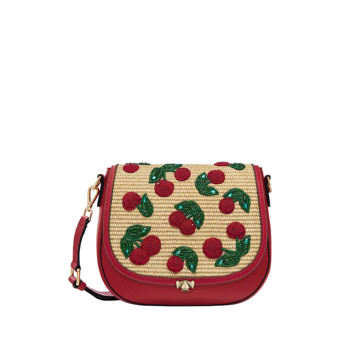 Wechselklappe - Raffia Amarena - hellbraun-rot