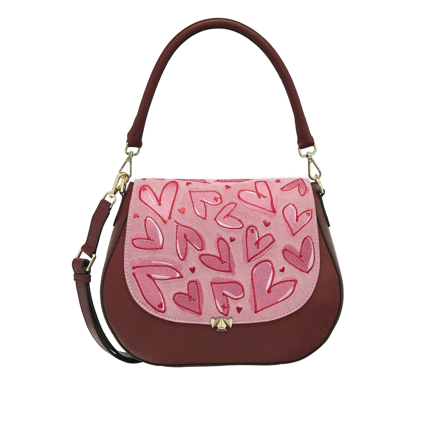 Wechselklappe - Happy Hearts - rosa-rot