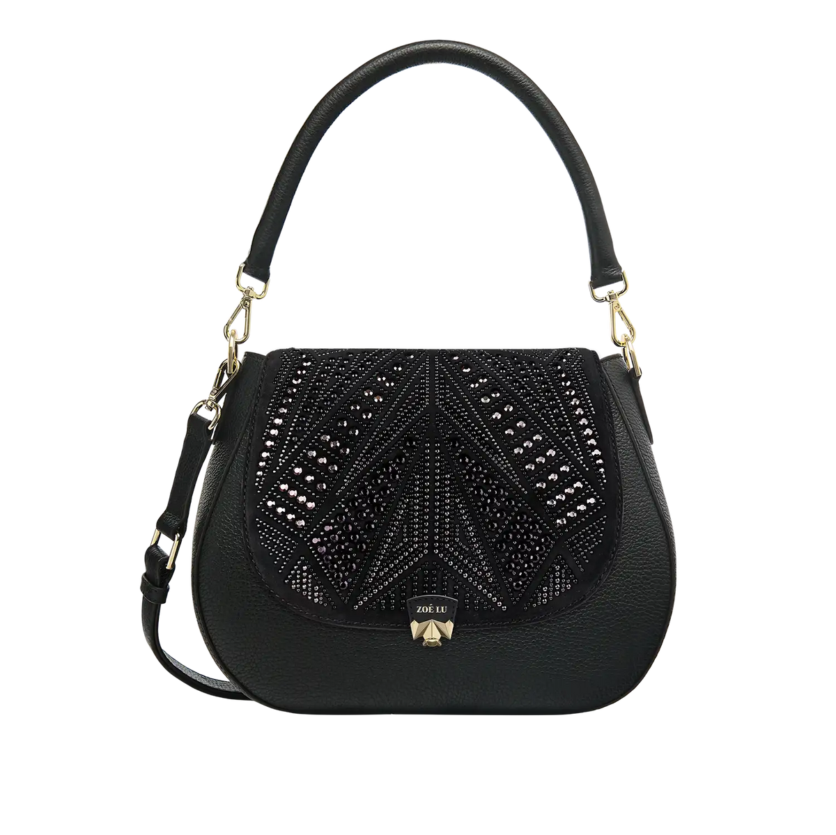 Wechselklappe - Black Sparkle - schwarz Kunst-Velours