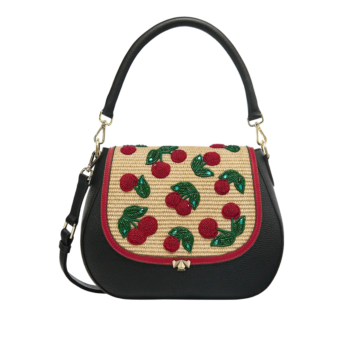 Wechselklappe - Raffia Amarena - hellbraun-rot