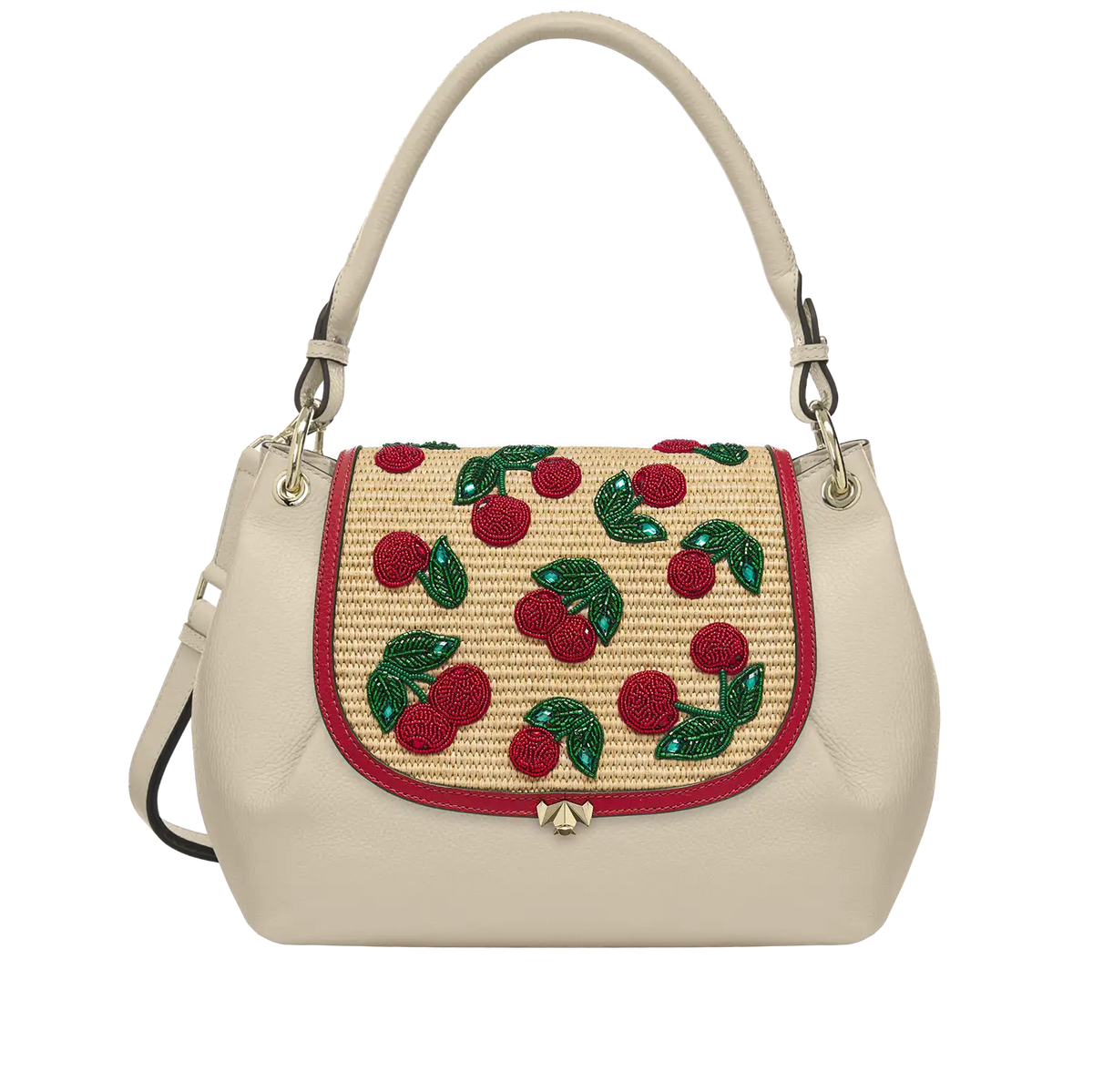 Wechselklappe - Raffia Amarena - hellbraun-rot