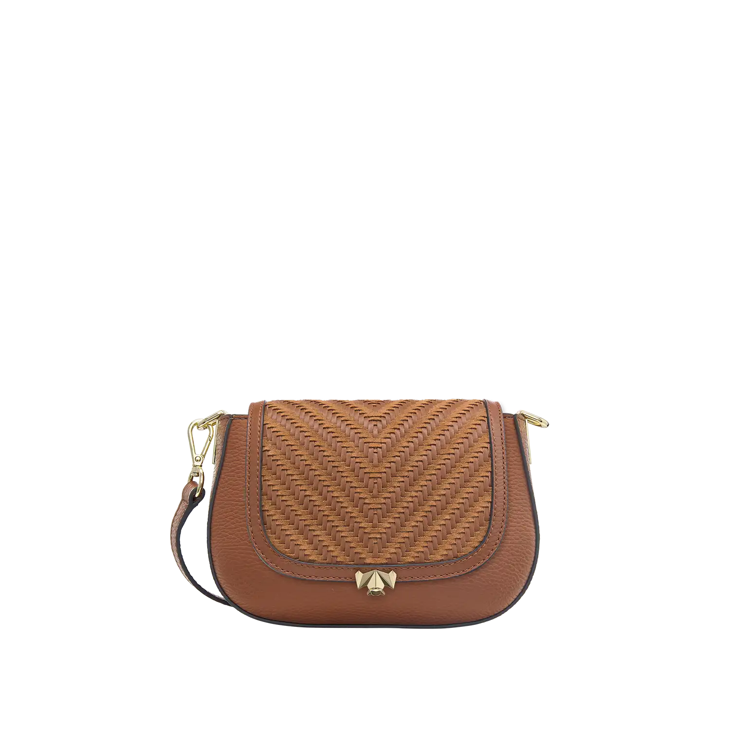 Wechselklappe - Mini Cognac Weave - cognac