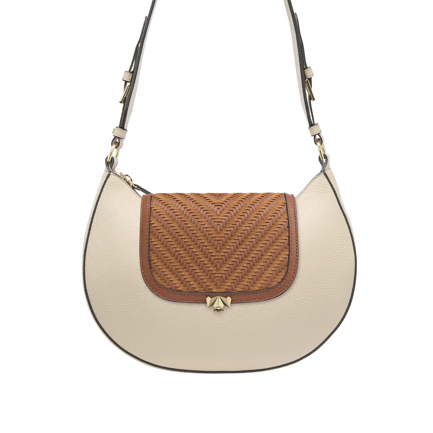 Wechselklappe - Mini Cognac Weave - cognac