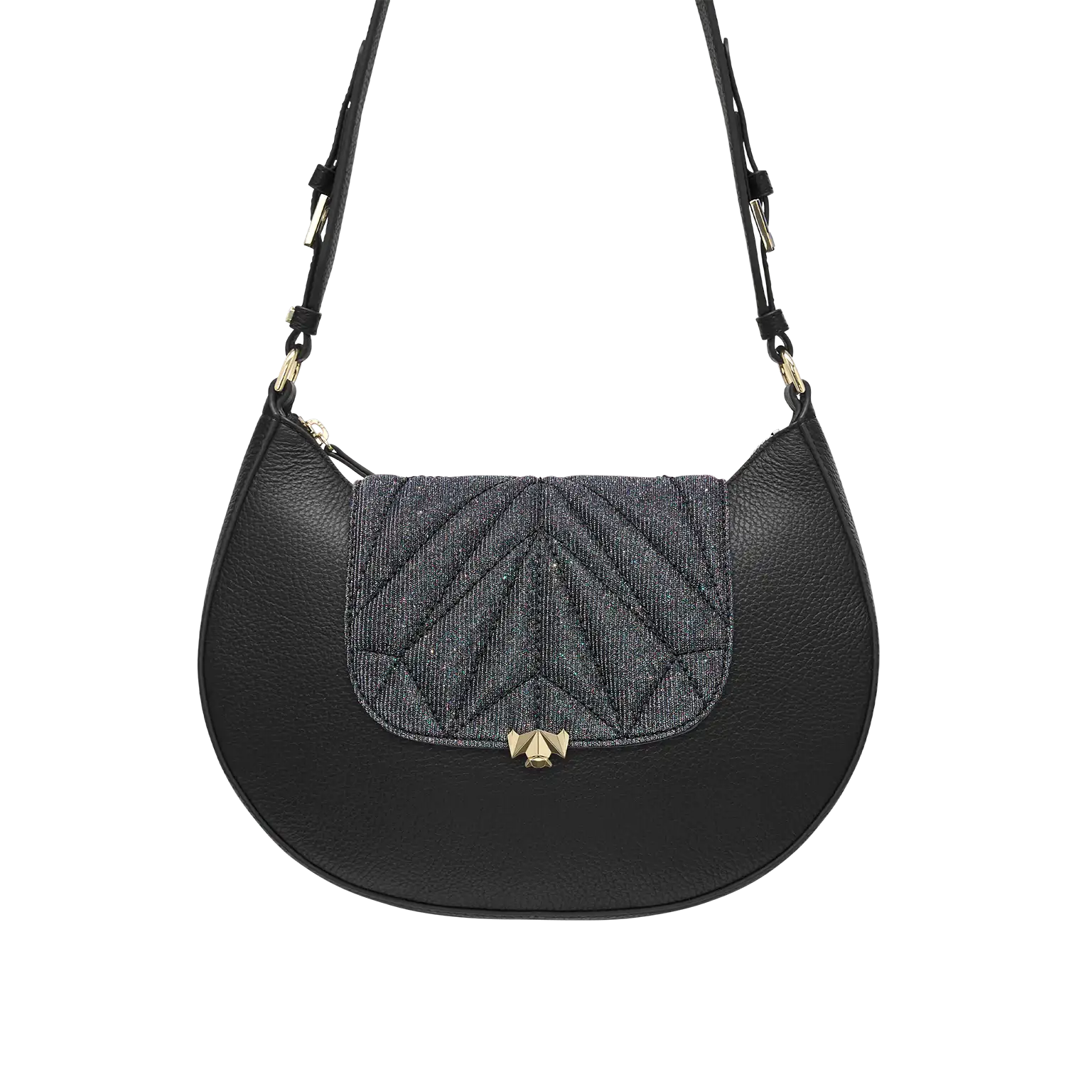 Wechselklappe - Mini Kinda Sparkling Leopard - schwarz-glitzer