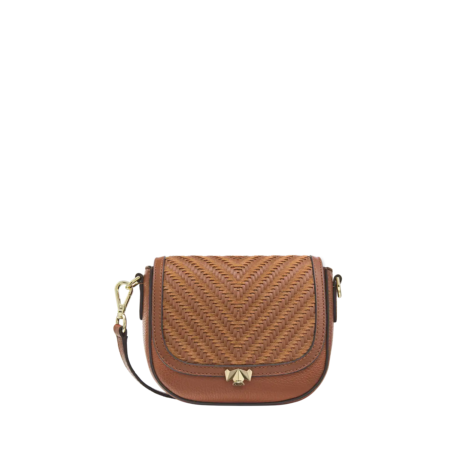 Wechselklappe - Mini Cognac Weave - cognac