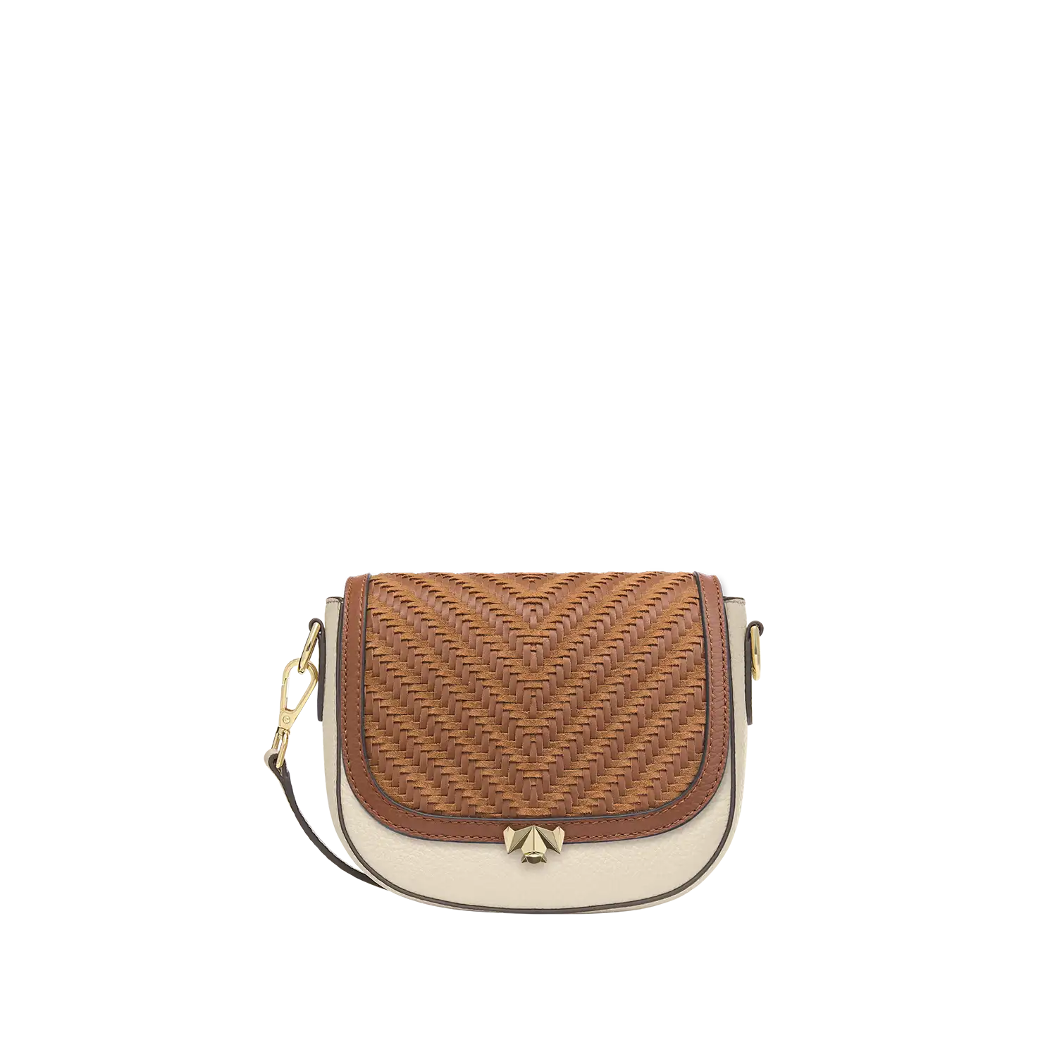 Wechselklappe - Mini Cognac Weave - cognac