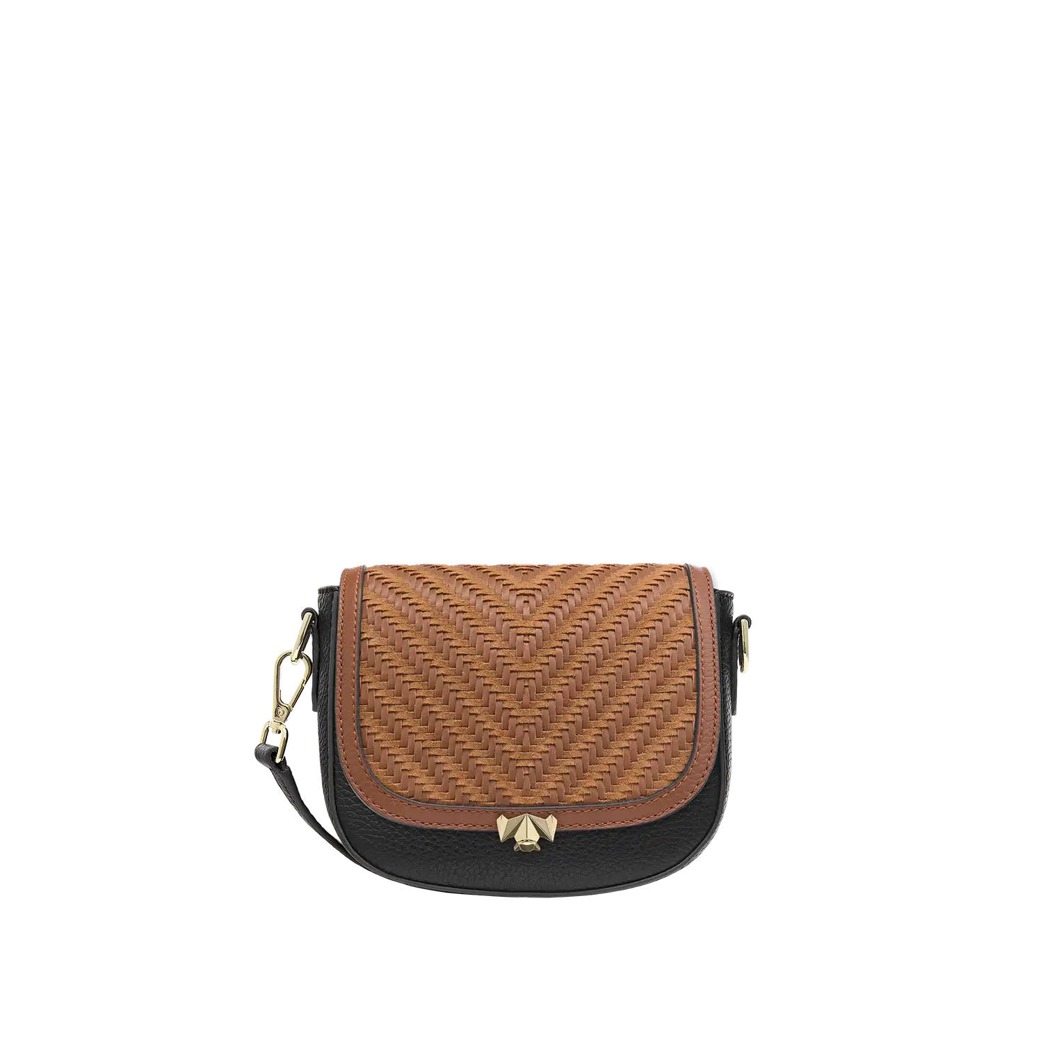 Wechselklappe - Mini Cognac Weave - cognac