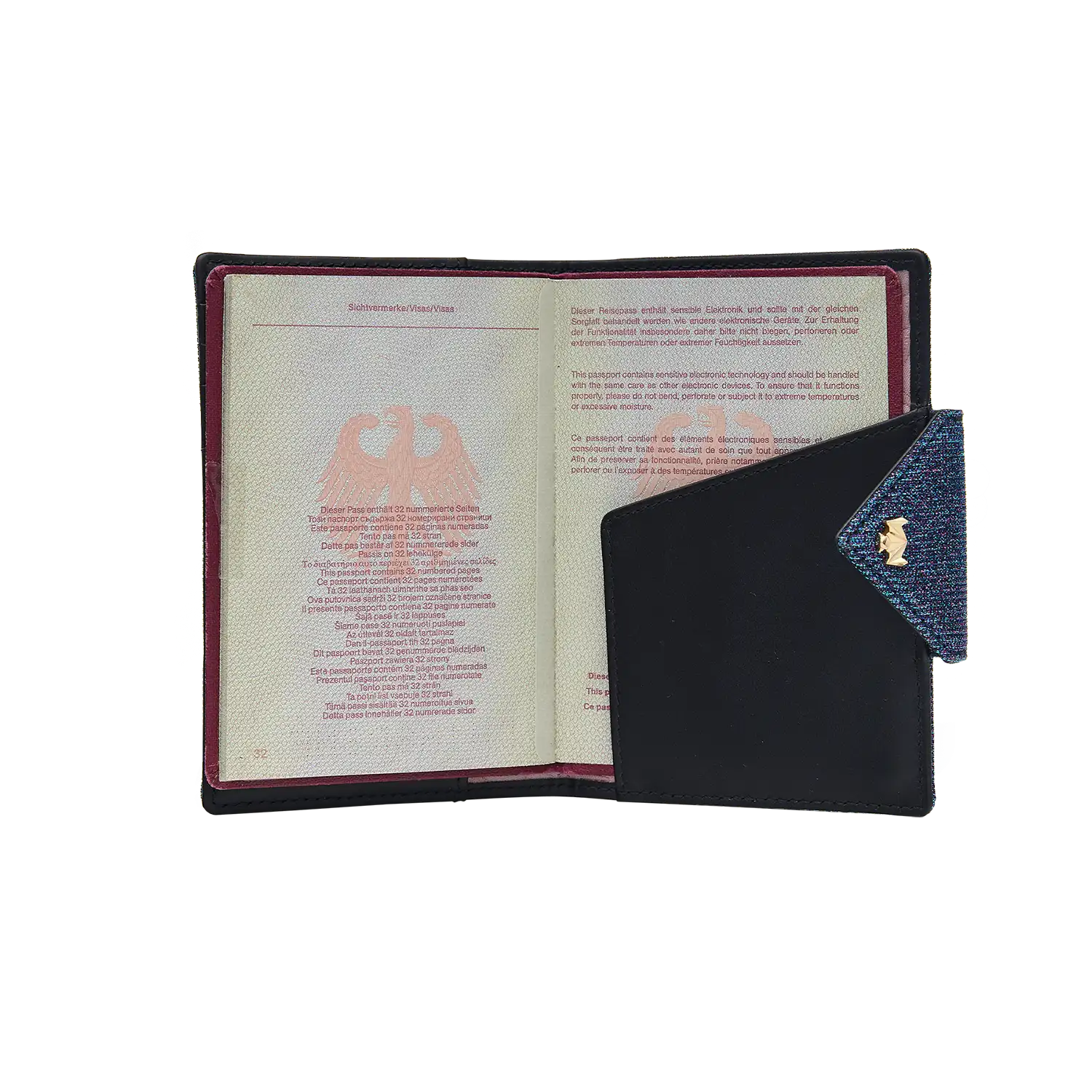 Passport Cover - Board me Baby - blau-glitzer