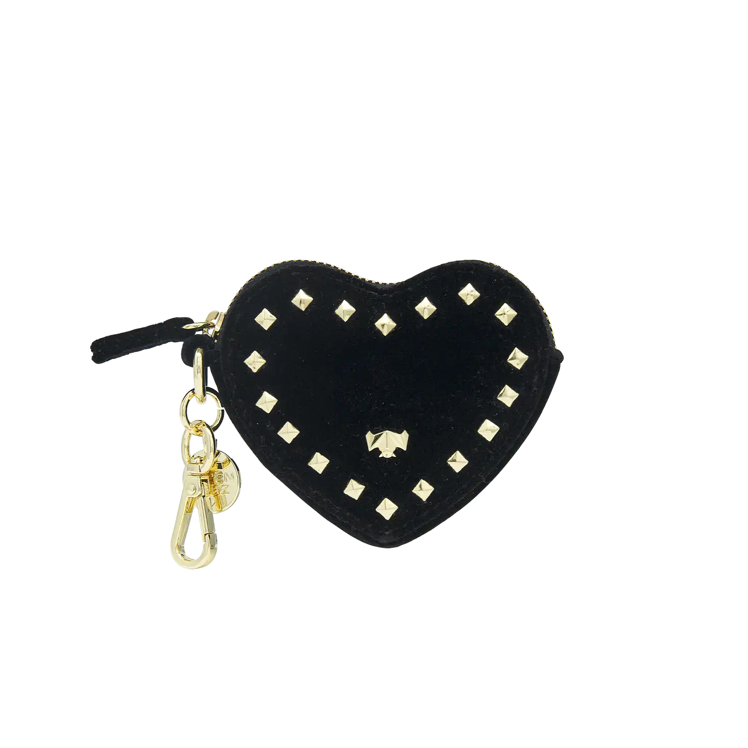 Schluesselanhaenger - Heartbeat - Samt mit Nieten schwarz